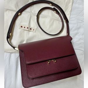 NWT marni trunk shoulder crossbody bag medium red ruby burgundy